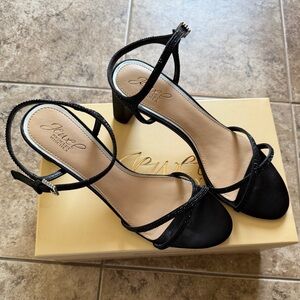 Jewel Badgley Mischka Black Strappy Heels